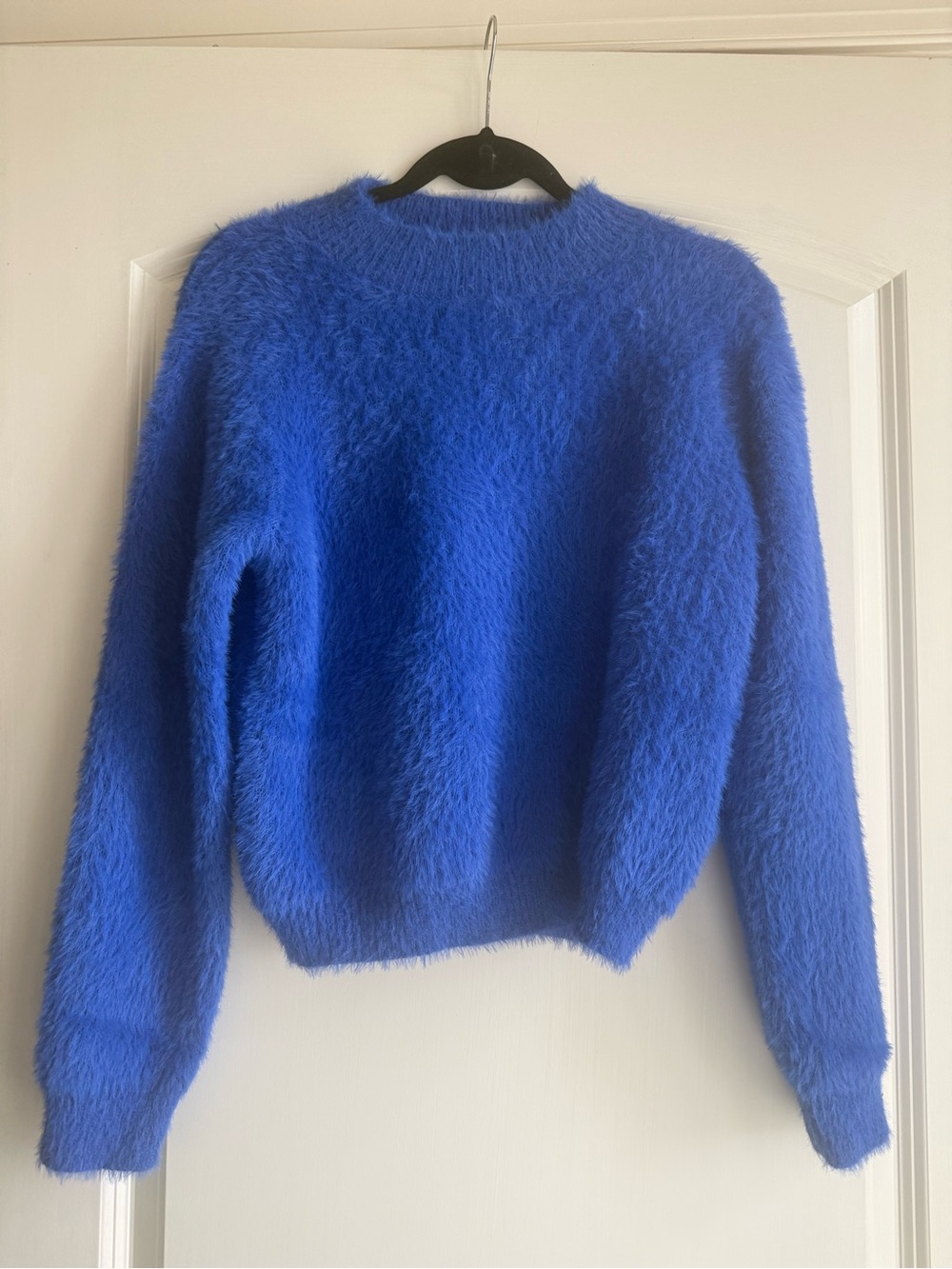 Lili Sidonio Royal Blue Fuzzy Crewneck Sweater